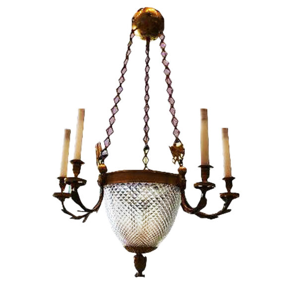 Austrian Ormolu & Cut Glass 6-Light Chandelier