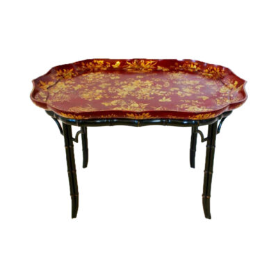 English, Red Japanned & Ebonized Tray Table