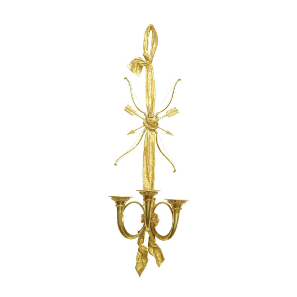 Louis XVI Gilt-Bronze, Three-Light Wall Lights